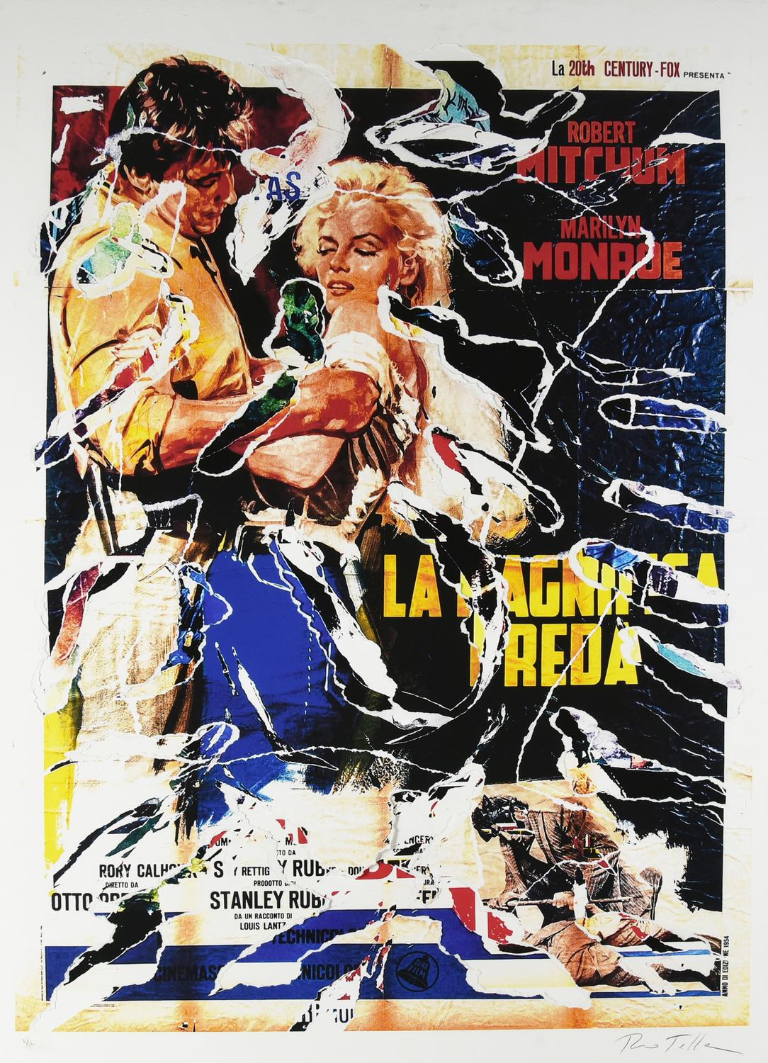 Mimmo Rotella LA MAGNIFICA PREDA serigrafia e decollage, cm 100x70; es. V/L...