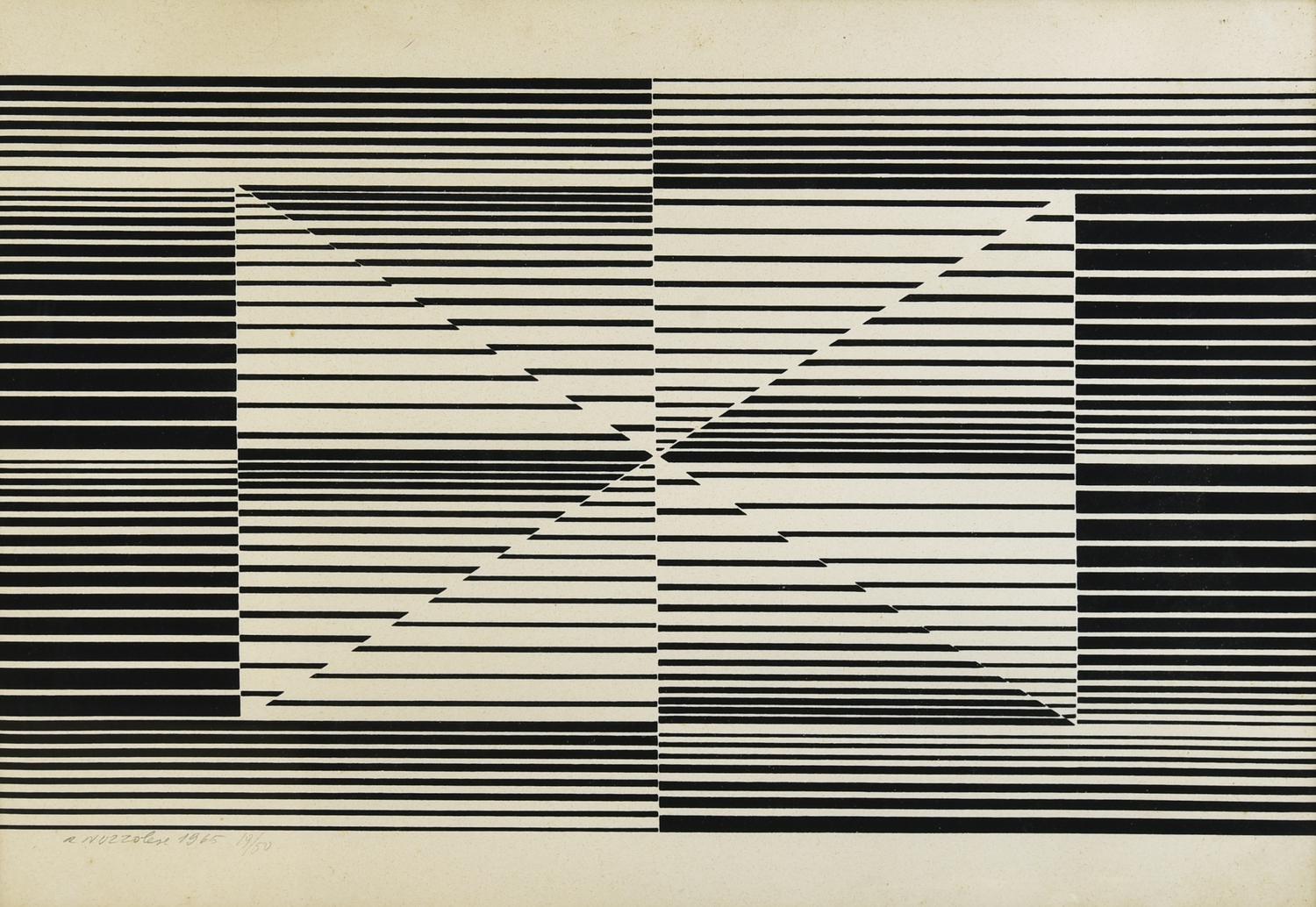 Renaldo Nuzzolese SENZA TITOLO, 1965 serigrafia, cm 34x49; es. 19/50 firma,...