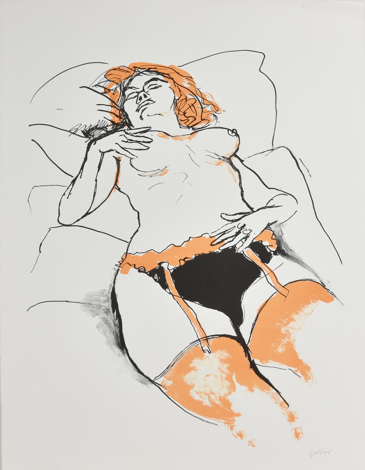 Renato Guttuso NUDO FEMMINILE litografia, cm 69,5x49,5; es. X/L firma,...