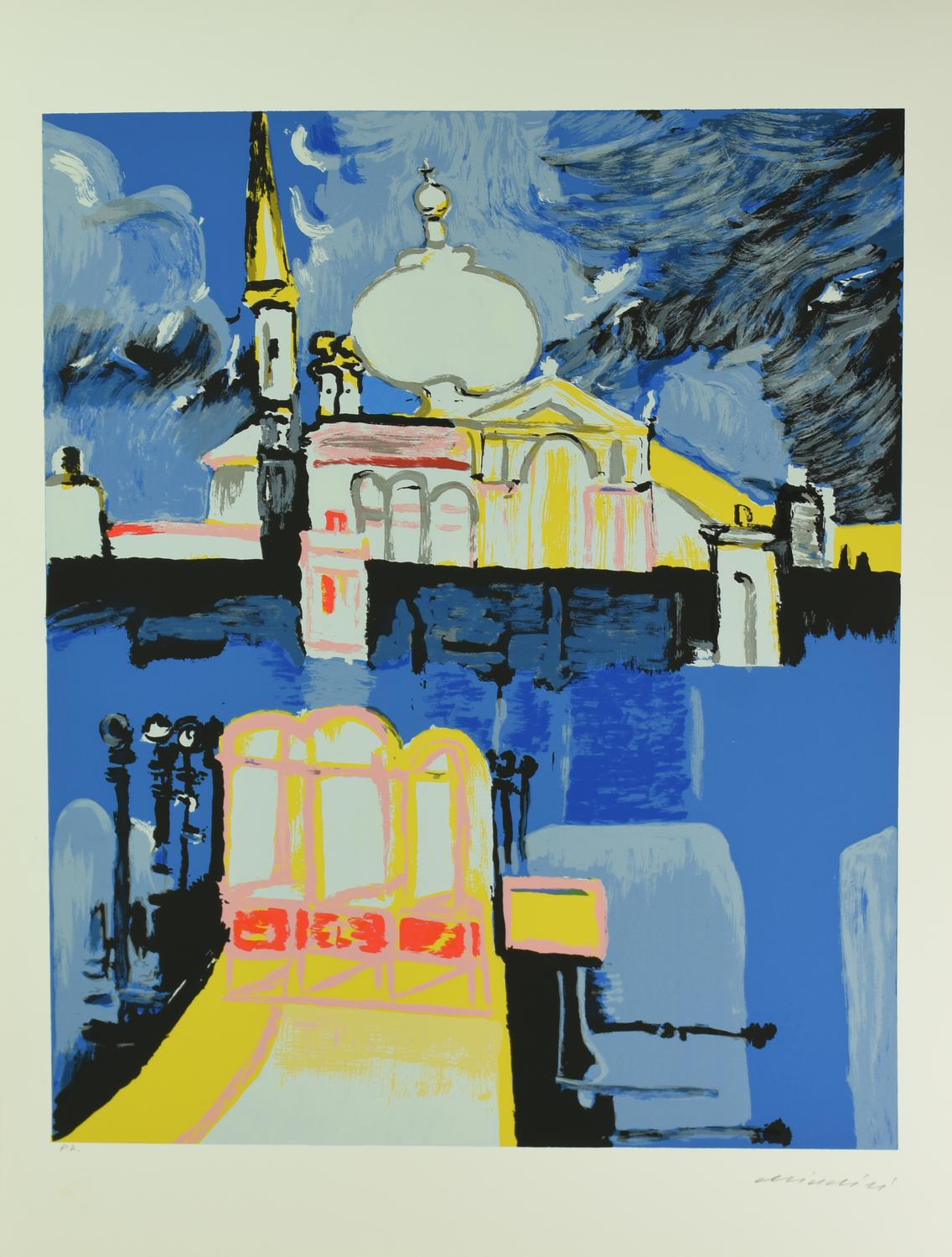 Remo Brindisi VENEZIA, CHIESA DELLA SALUTE serigrafia, cm 70x50; es. P.A....