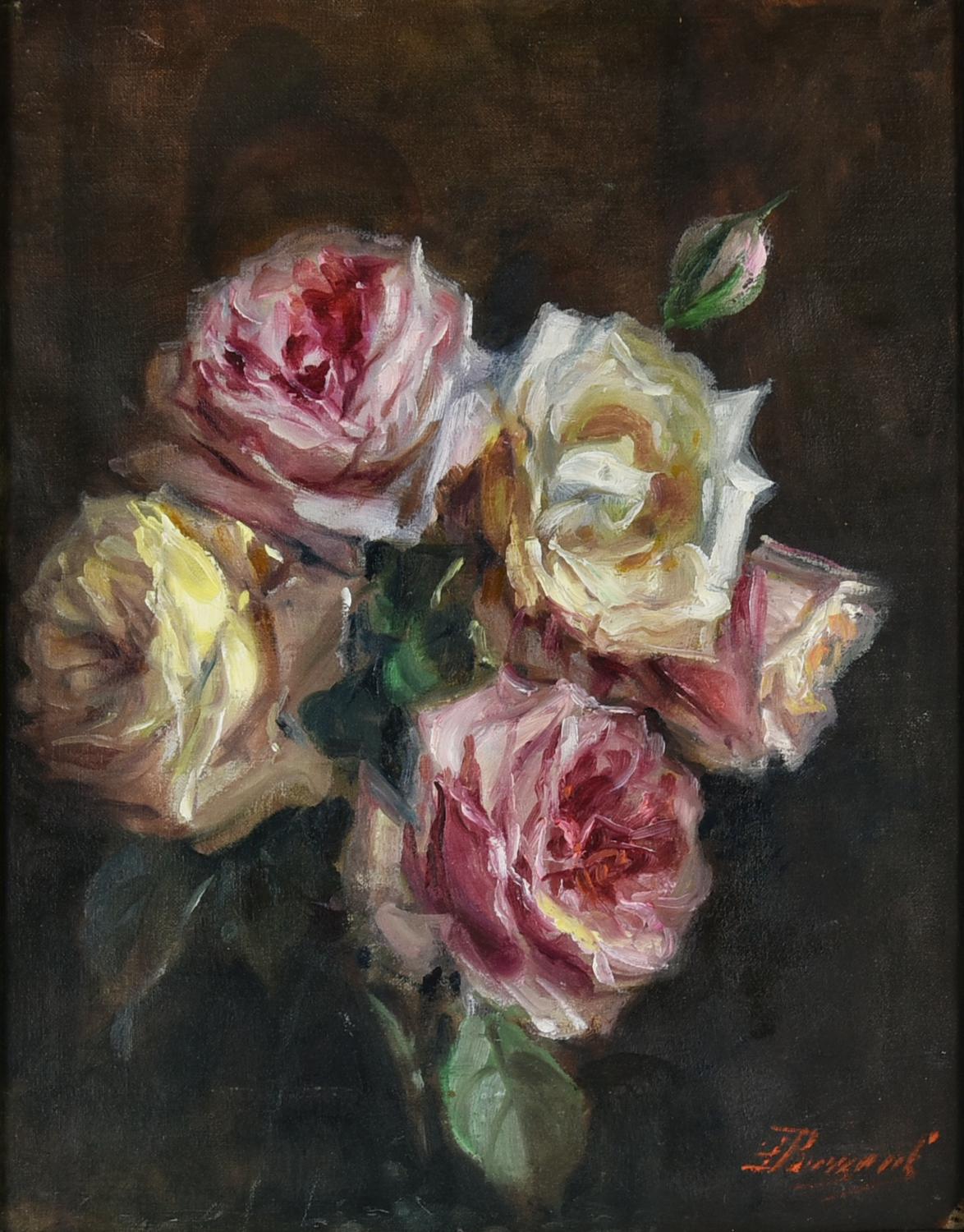 Licinio Barzanti, (1857 - 1944) ROSE olio su tela, cm 39x28,5 firma