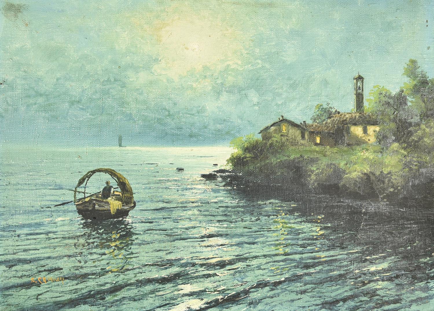 Giovanni Cavalleri, (1858 - 1934) PESCATORE olio su tela, cm 33x45 firma