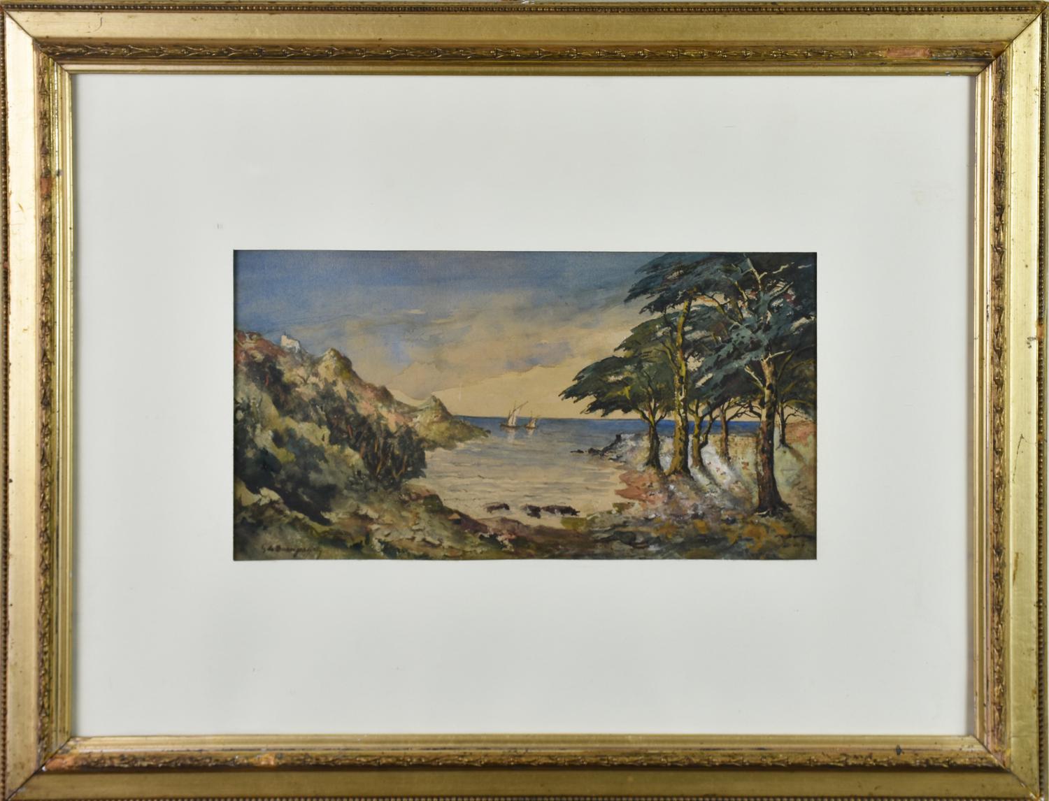 PAESAGGIO MARINO, XIX secolo acquarello e tempera su carta, cm 50x63 (con...