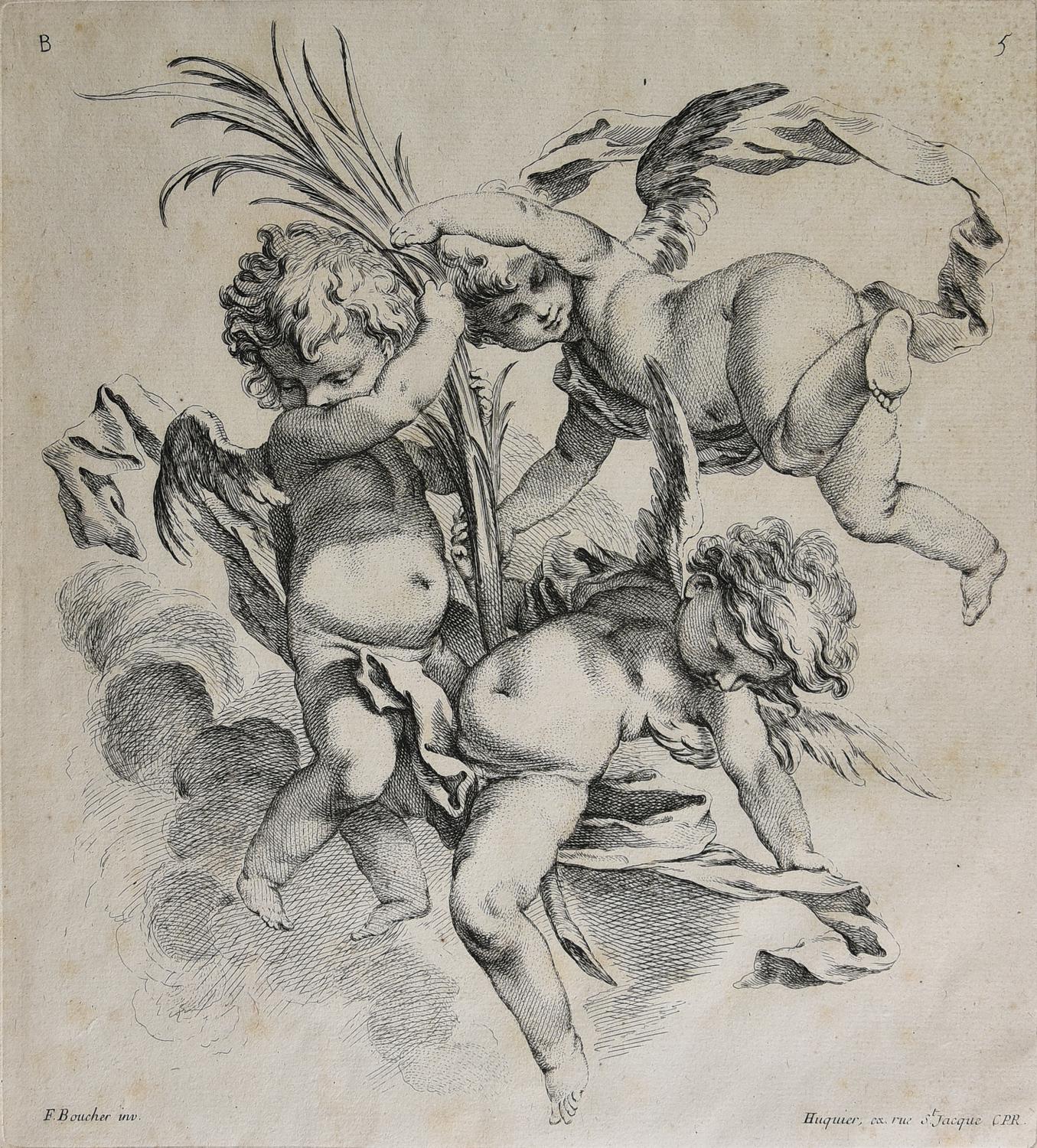 Pierre-Alexandre Aveline, (1702 - 1760) TRE AMORINI acquaforte, battuta cm...