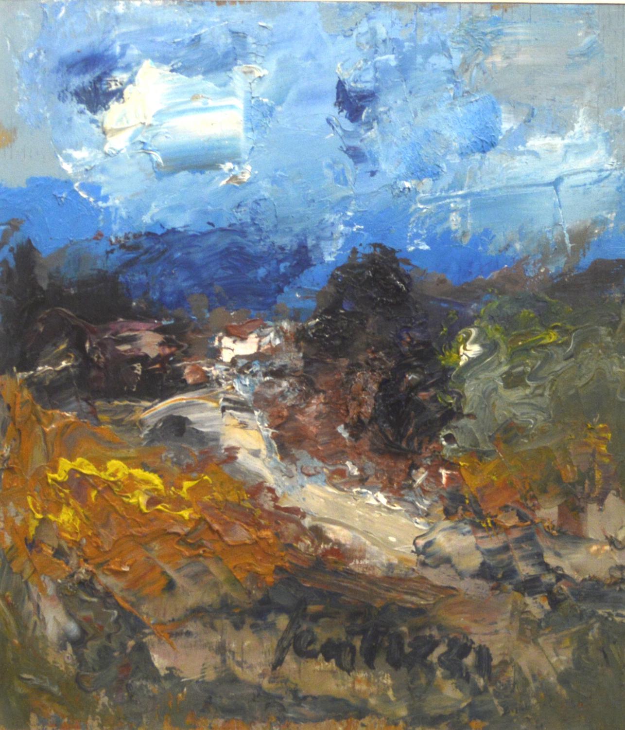 Sergio Scatizzi (1918 - 2009) PAESAGGIO, 2006 olio su tavola, cm 44,5x38,5...