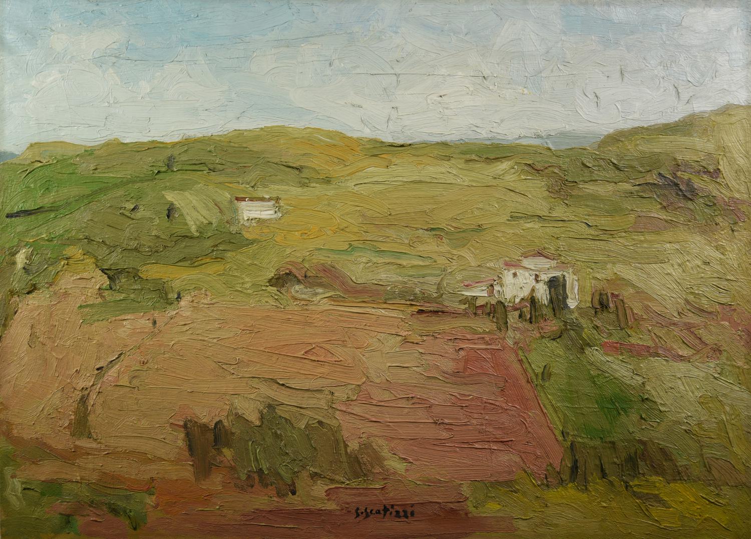 Sergio Scatizzi (1918 - 2009) LE COLLINE IN VALDINIEVOLE olio su tela, cm...