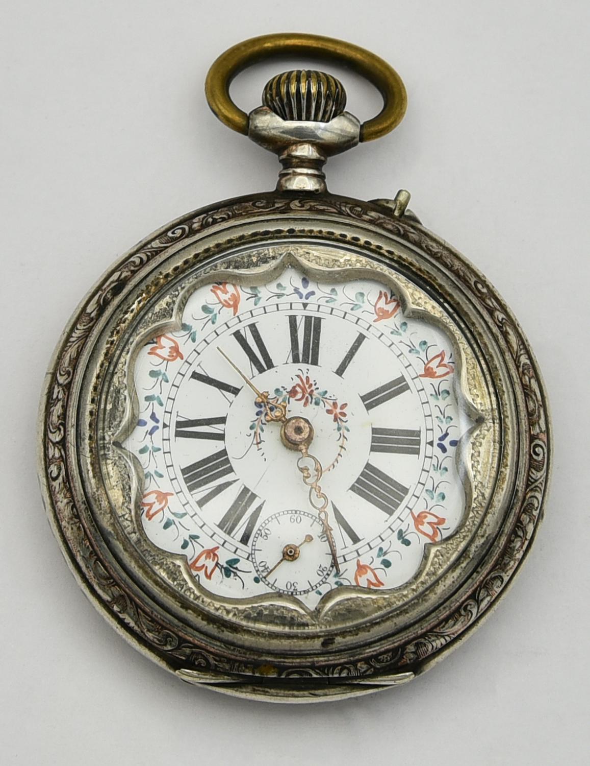 Orologio da tasca in metallo con tracce di doratura, primi 900 CASSA: in...