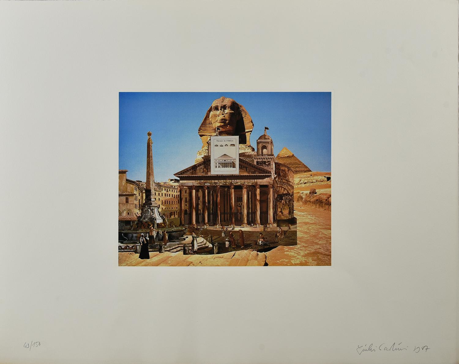 Giulio Paolini THEATRE DE L'ODEON, 1987 litografia su carta Arches, cm 50x65;...