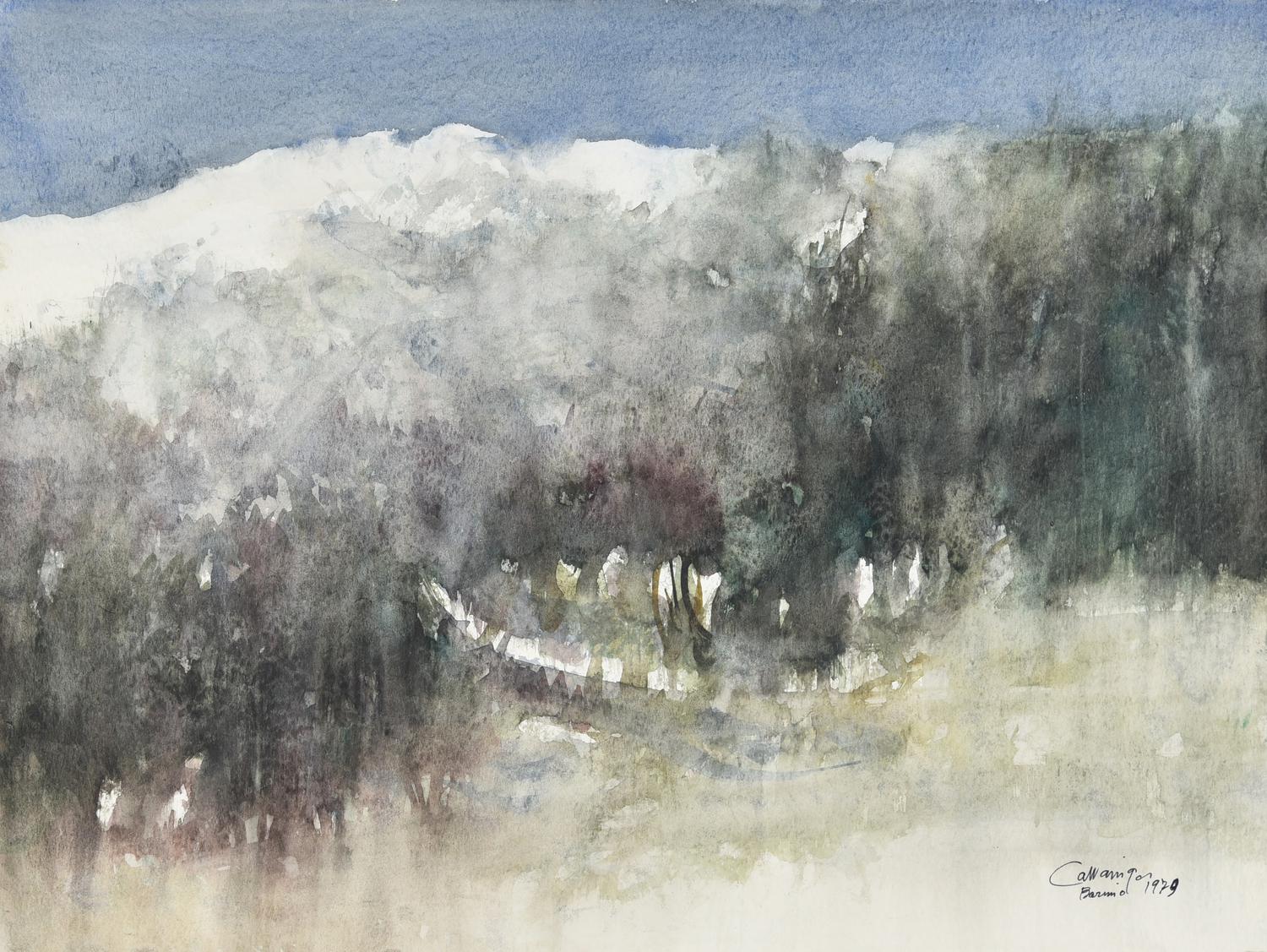 Giancarlo Cazzaniga (1930 - 2013) BORMIO, 1979 acquarello su carta, cm 36x48...