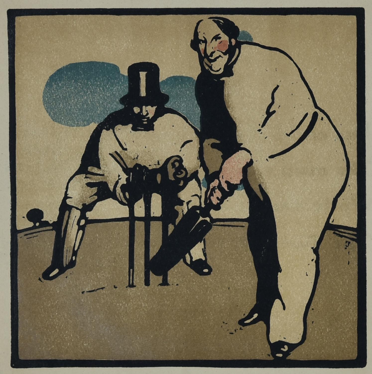 CRICKET, Inghilterra 1898 cromolitografia, cm 43,5x37,5 (con cornice) sul...