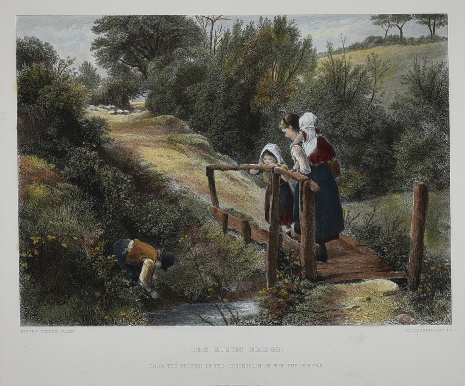 THE RUSTIC BRIDGE, Londra 1860 circa incisione a tecnica mista bulino e...