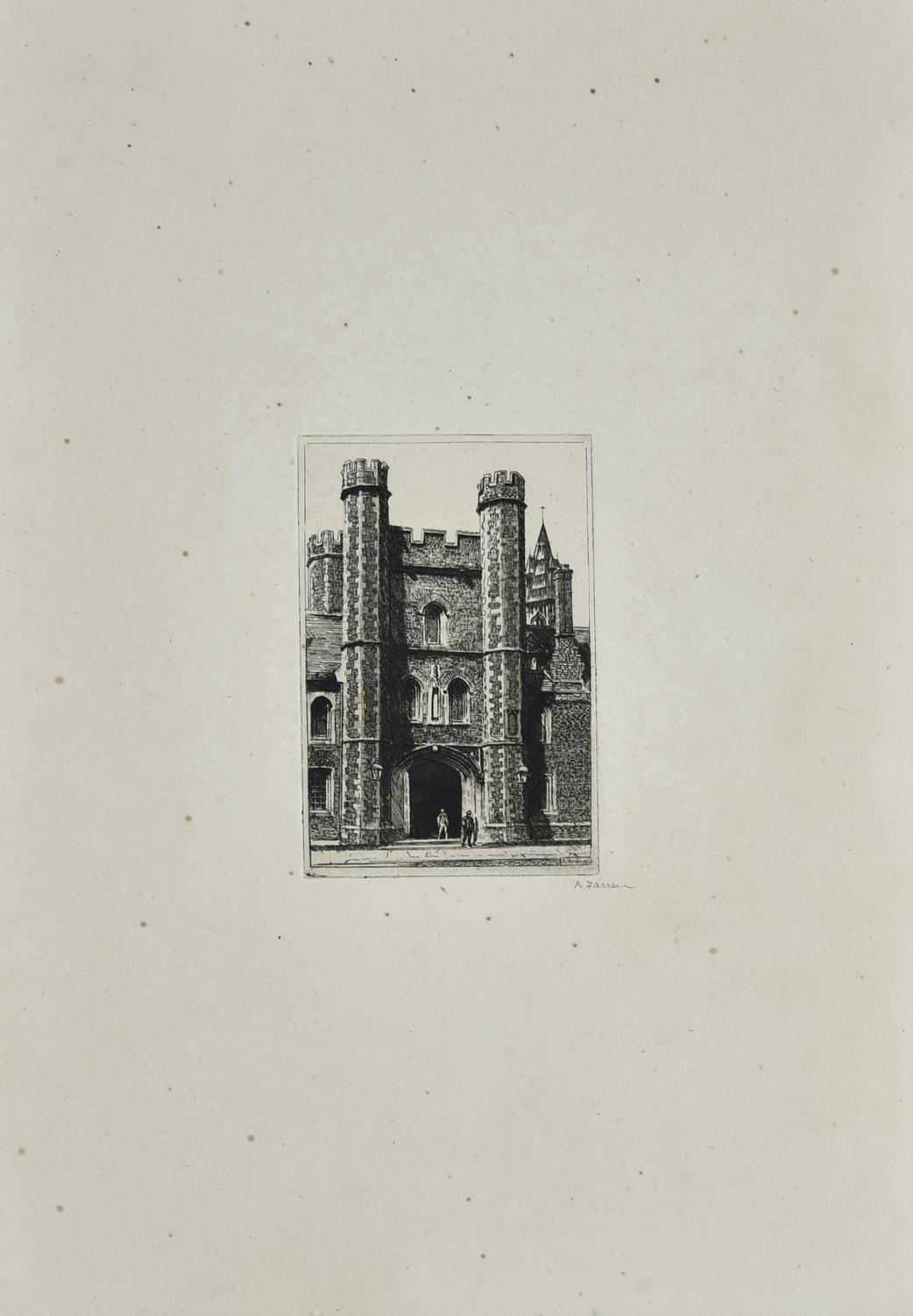QUEEN'S COLLEGE, 1880 acquaforte, cm 39,6x29,7 (con cornice) firma...