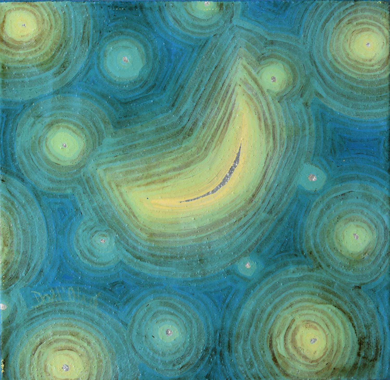 Luca Dall'Olio (1958) NOTTE DI SOGNO tecnica mista su tela, cm 20x20 firma...