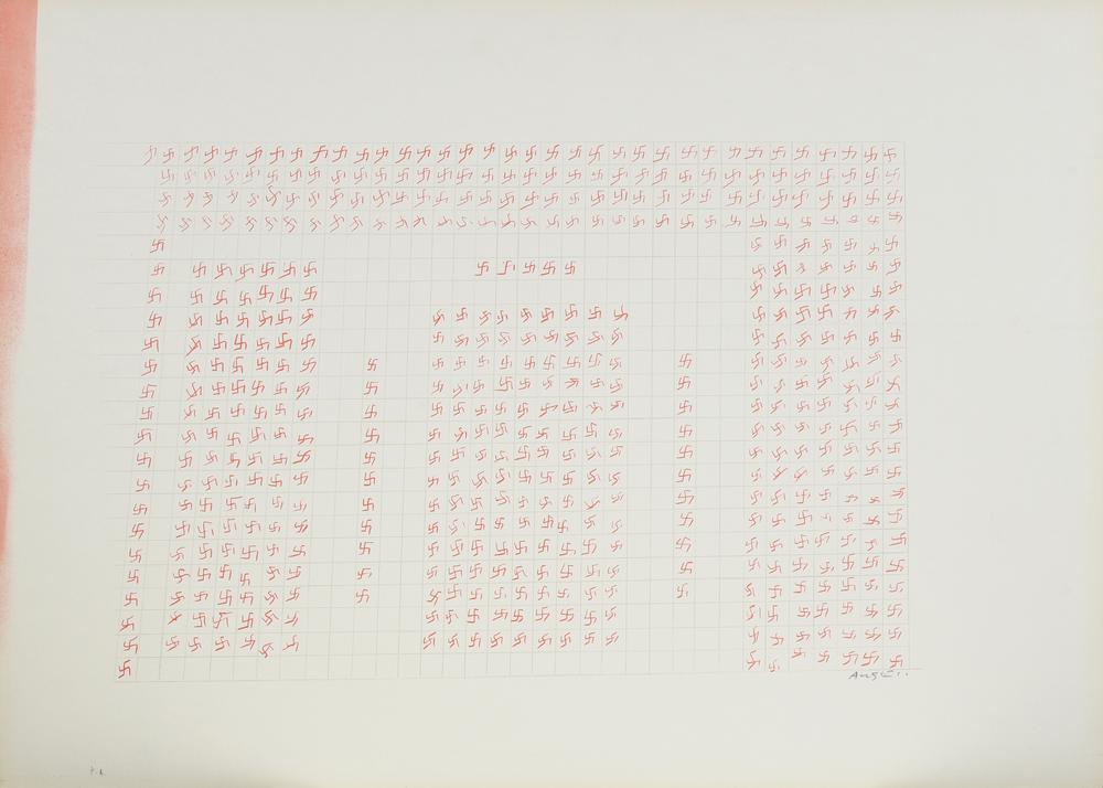 Franco Angeli (1935 - 1988) CIMITERO NAZISTA serigrafia, cm 50x70; es. P.A....