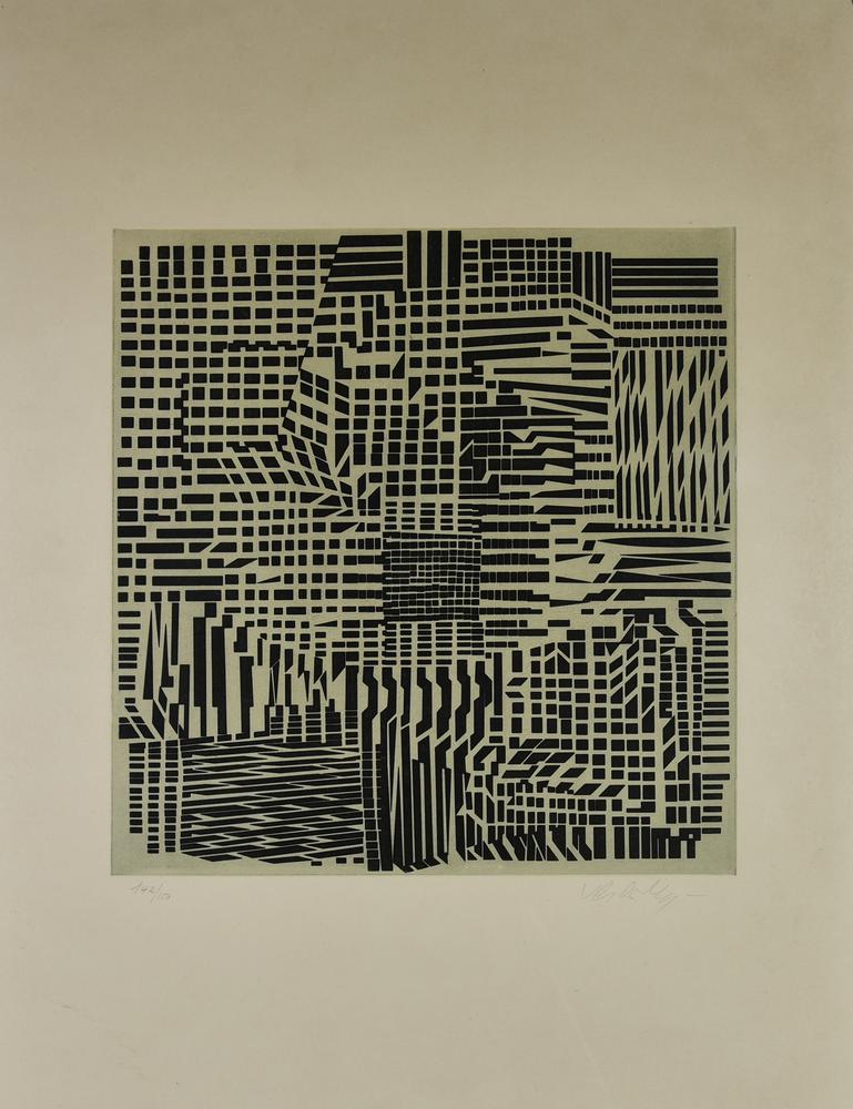 Victor Vasarely (1908 - 1997) SENZA TITOLO acquaforte, cm 37,9x35,4, su carta...