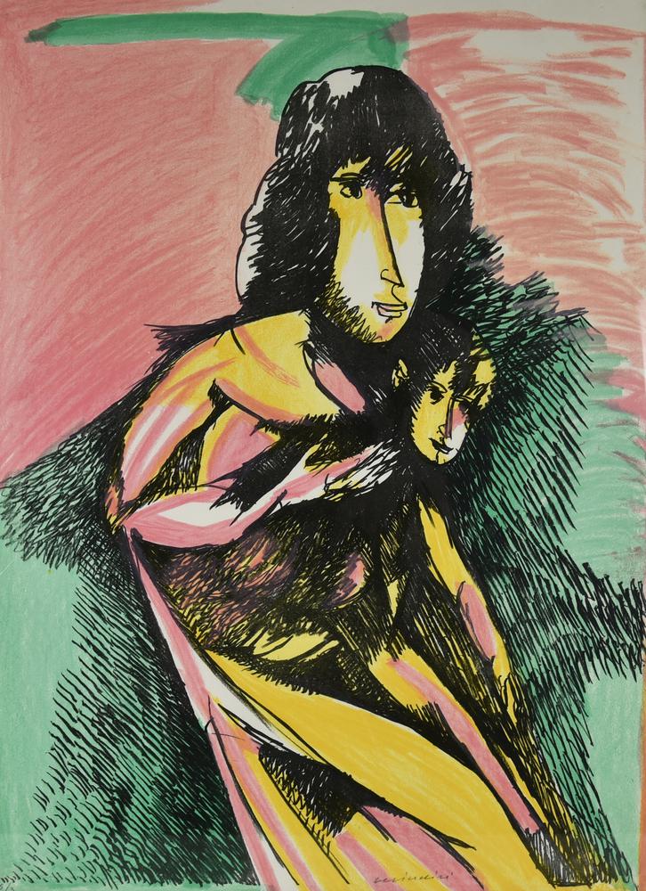 Remo Brindisi (1918 - 1996) MATERNITA' serigrafia, cm 71x51; es. 25/3 firma e...