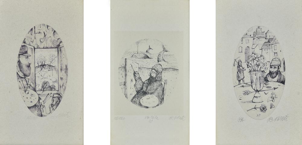 Antonio Possenti (1933 - 2016) LOTTO DI 3 LITOGRAFIE litografia, cm 24x16;...