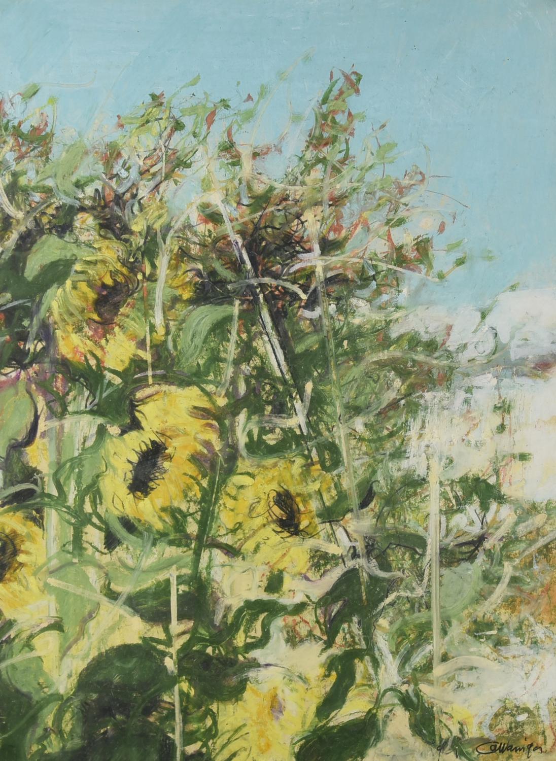 Giancarlo Cazzaniga (1930 - 2013) GIRASOLI tecnica mista su carta, cm 60x45...