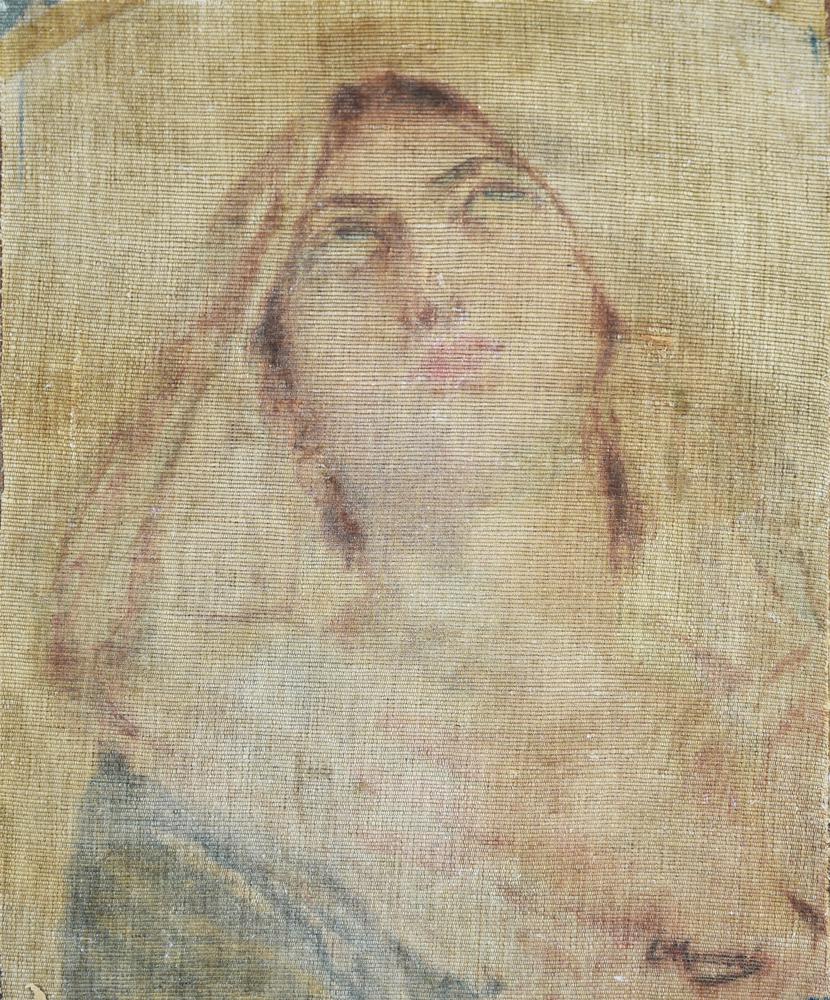 Cesare Maccari MADONNA ORANTE carboncino su tela applicato su legno, cm...