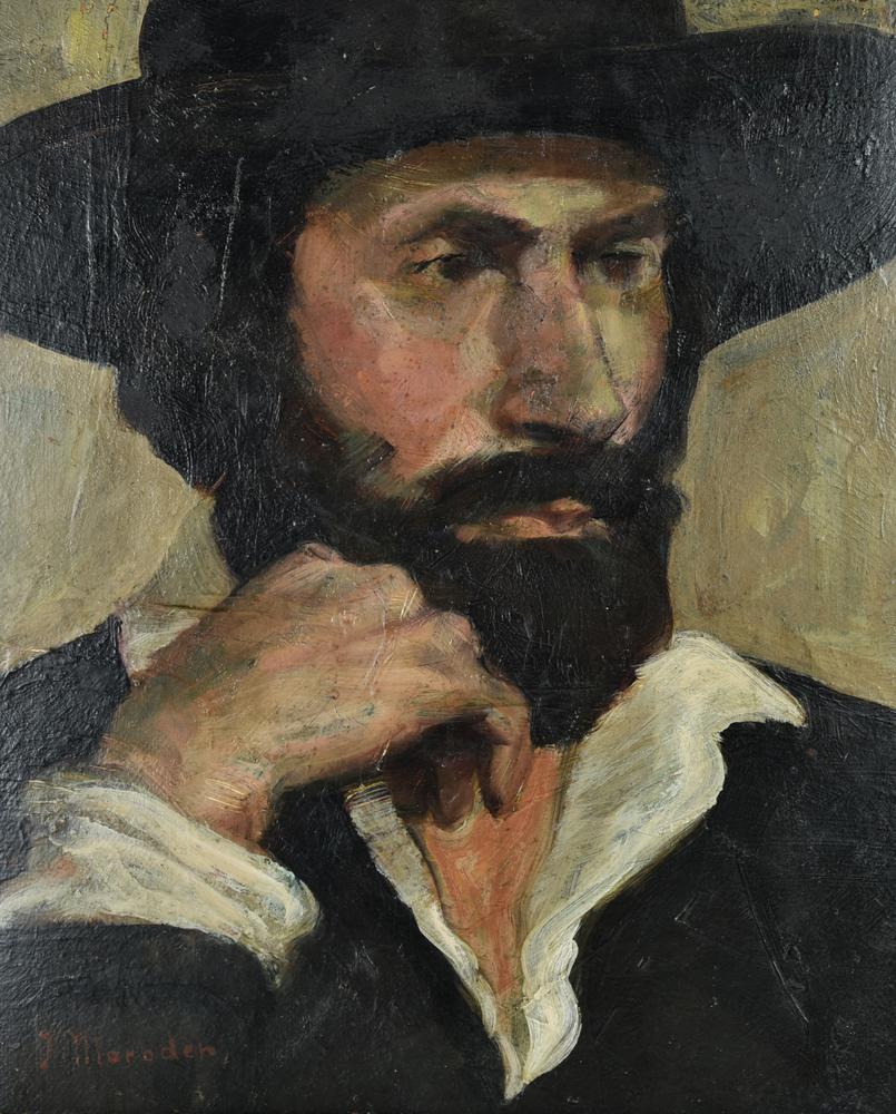 Theodor Josef Moroder - Lusemberg RITRATTO olio su cartone, cm 39,6x32,5...