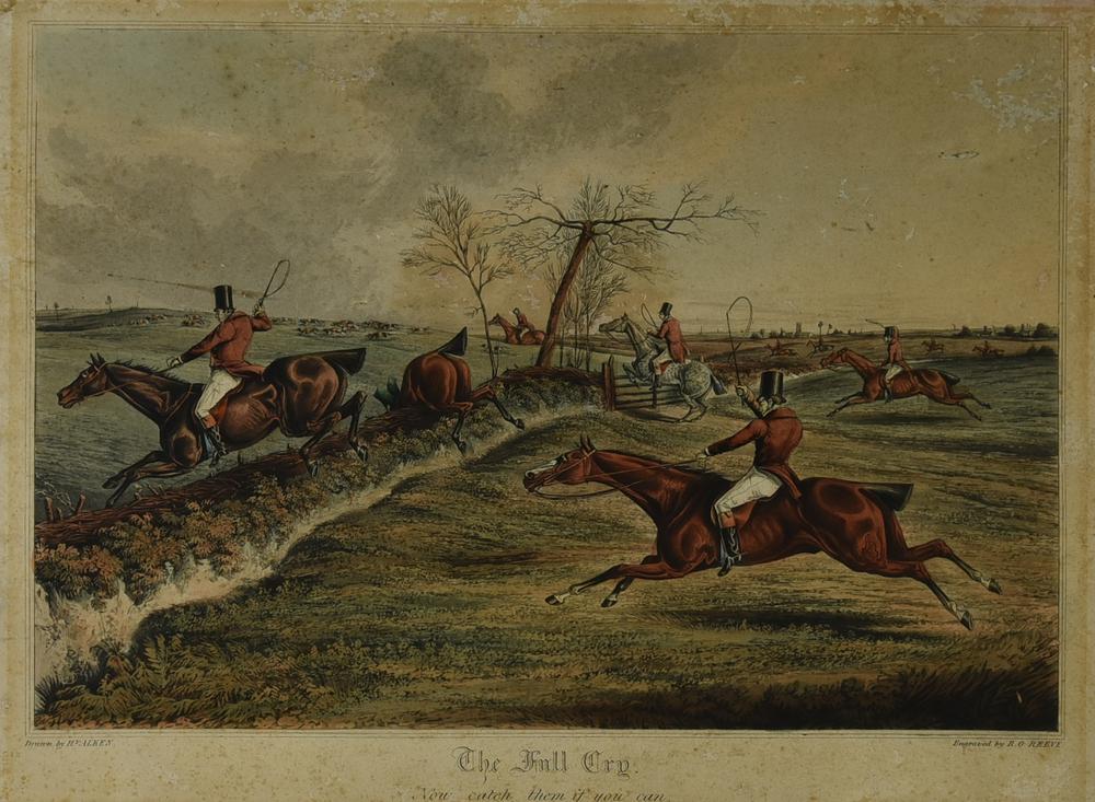 THE FULL CRY, Londra 1830 incisione all'acquatinta con coloritura coeva, cm...