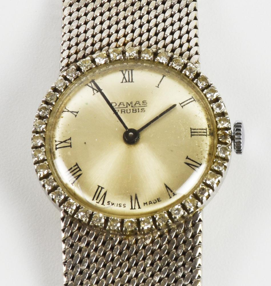 OROLOGIO GIOIELLO DAMAS IN ORO BIANCO E DIAMANTI, SERIALE 132523, anni '60/70...