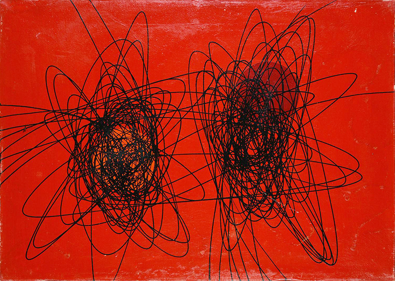 Roberto Crippa (1921 - 1972) SPIRALI, 1952 olio su tela, cm 50x70 sul retro:...