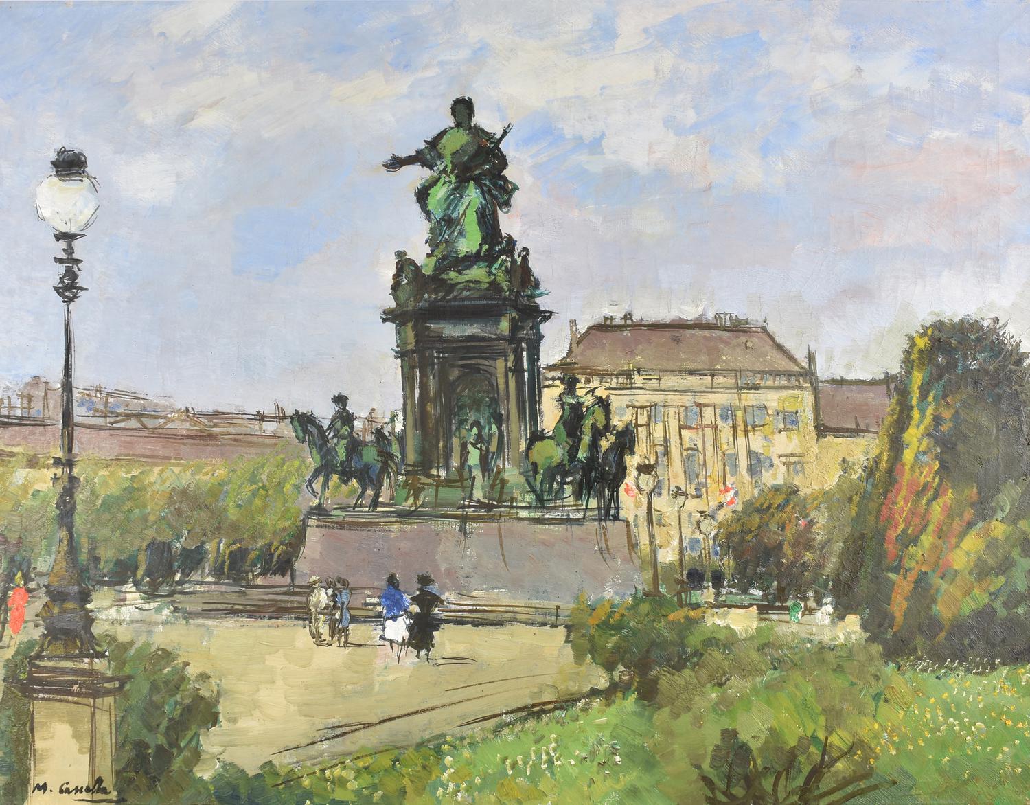 Michele Cascella (1892 - 1989) VIENNA MARIATHERESIENPLATZ, 1967 olio su tela,...