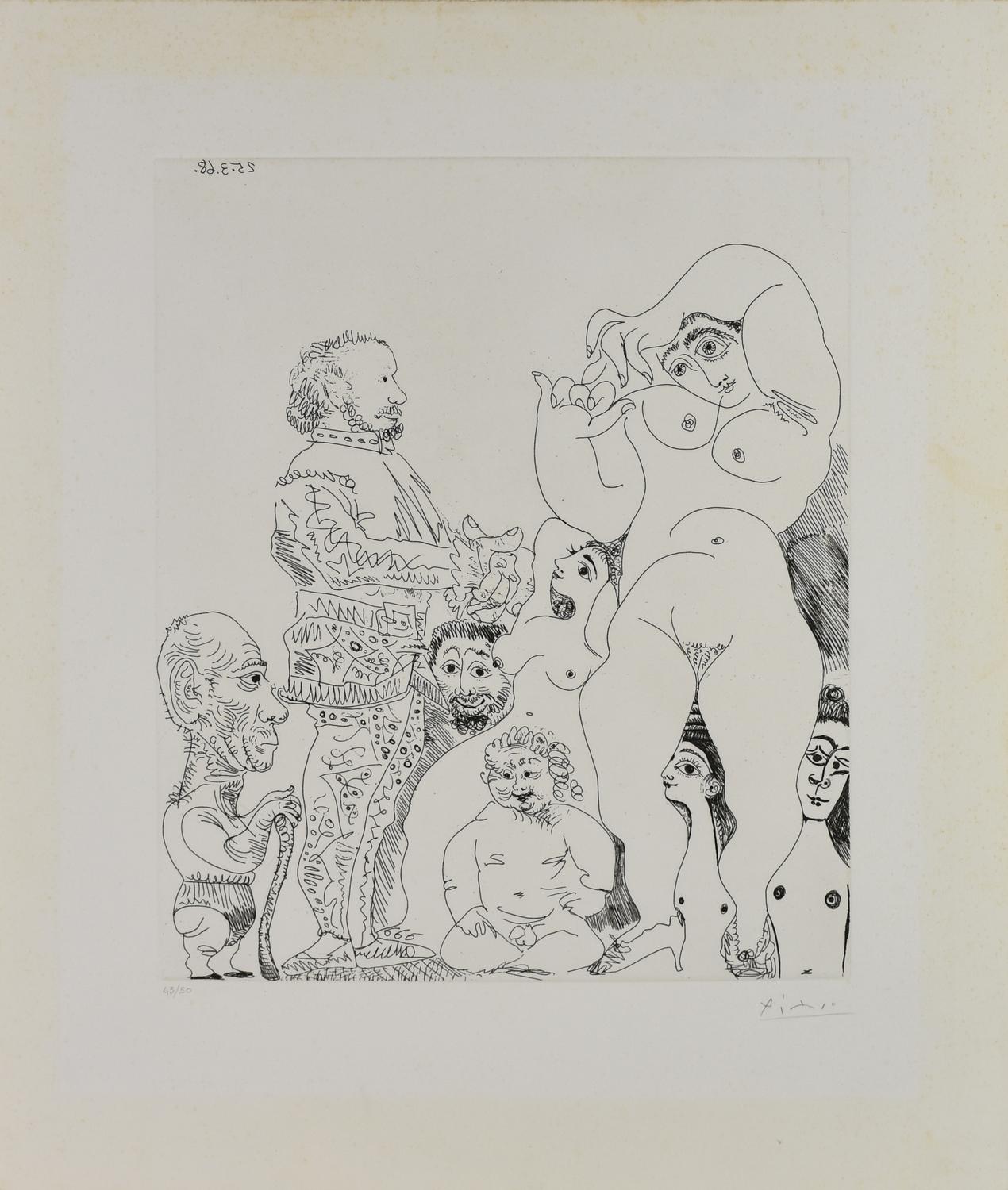 Pablo Picasso (1881 - 1973) AUTOPORTRAIT A' LA CANNE, AVEC COMEDIEN, AMOUR...