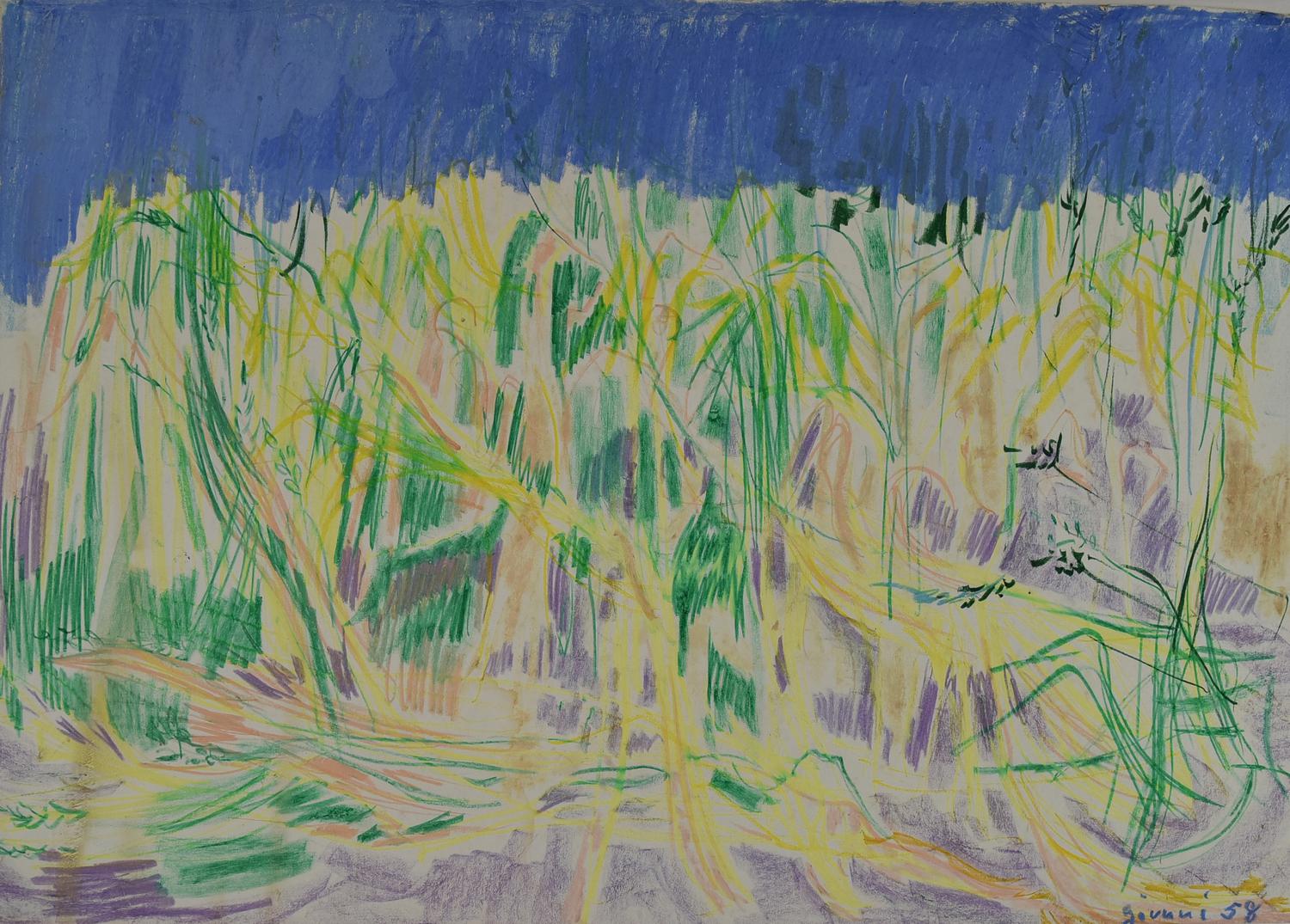 Piero Giunni (1912 - 2000) GRANO VERDE, 1958 pastello su carta, cm 50x70...