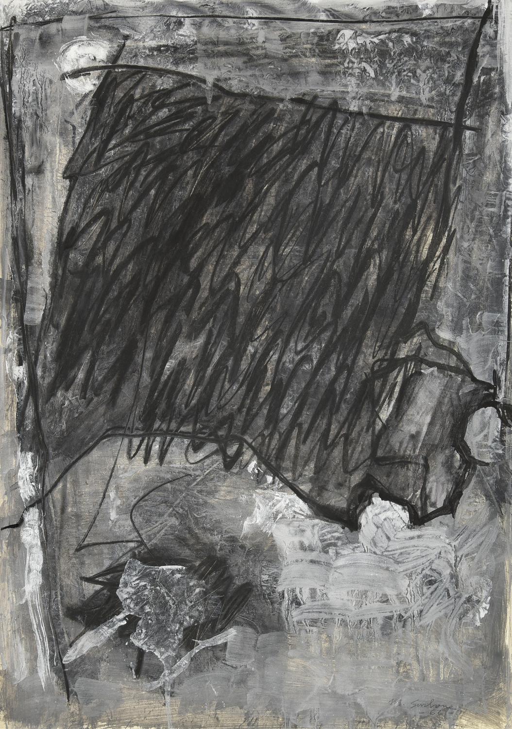 Mario Surbone (1932) SENZA TITOLO, 1962 tempera su carta, cm 58x40 firma e...