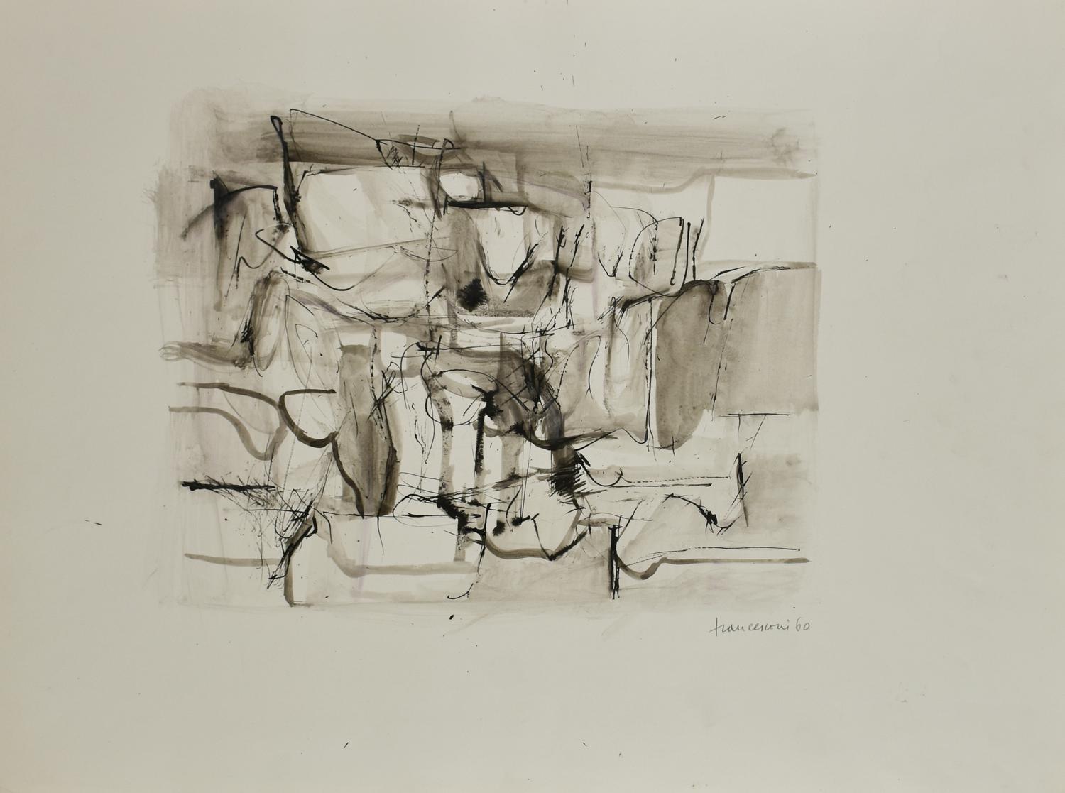 Giancarlo Francesconi (1925) SENZA TITOLO, 1960 china su cartoncino, cm 50x67...