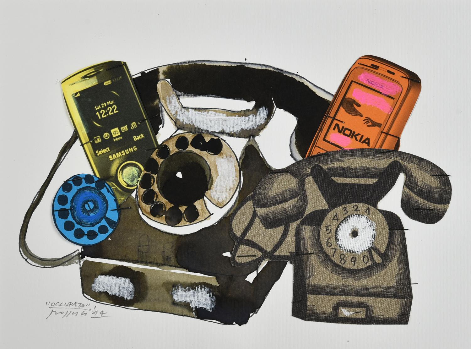 Concetto Pozzati (1935 - 2017) OCCUPATO, 2014 tecnica mista su cartoncino, cm...