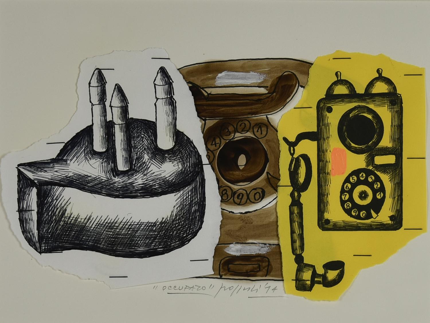 Concetto Pozzati (1935 - 2017) OCCUPATO, 2014 tecnica mista su cartoncino, cm...