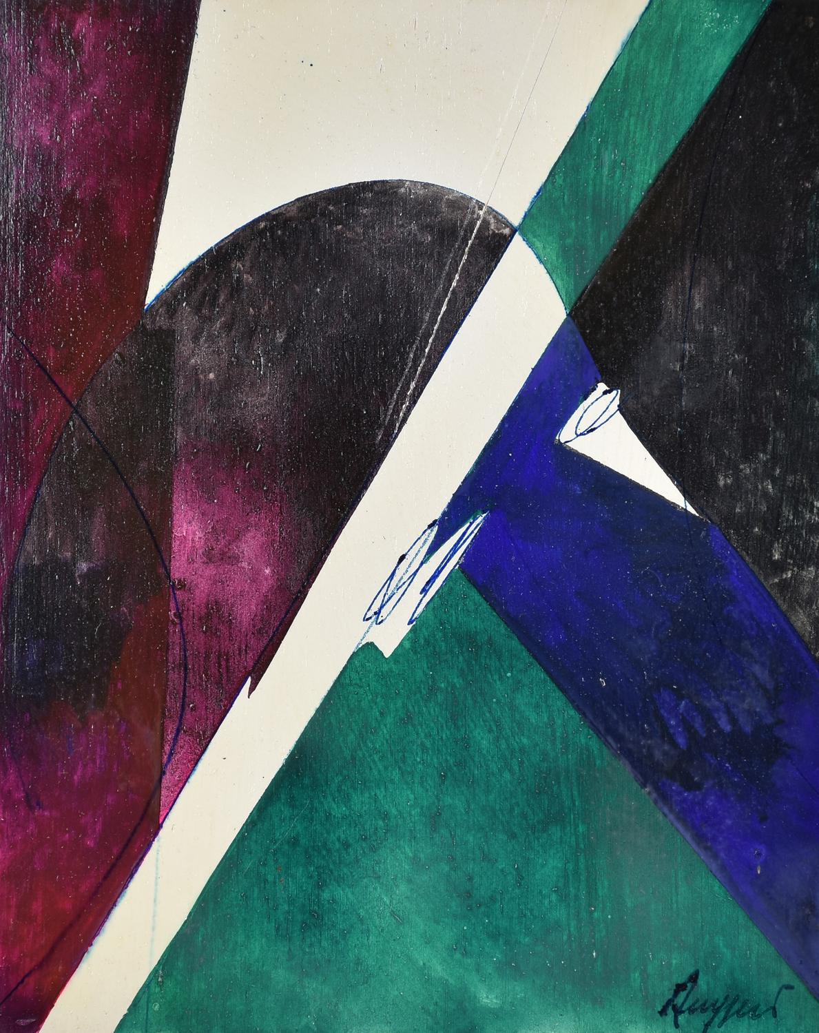 Piero Ruggeri (1930 - 2009) FIGURE NEL PAESAGGIO SERALE, 1974 tempera su...