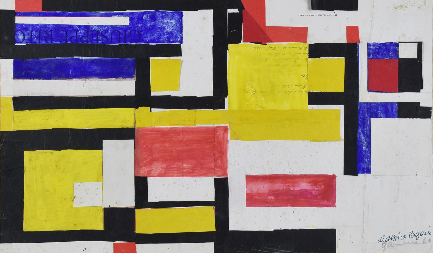 Jozef Jarema SENZA TITOLO, 1960 gouache e collage su carta applicata su...