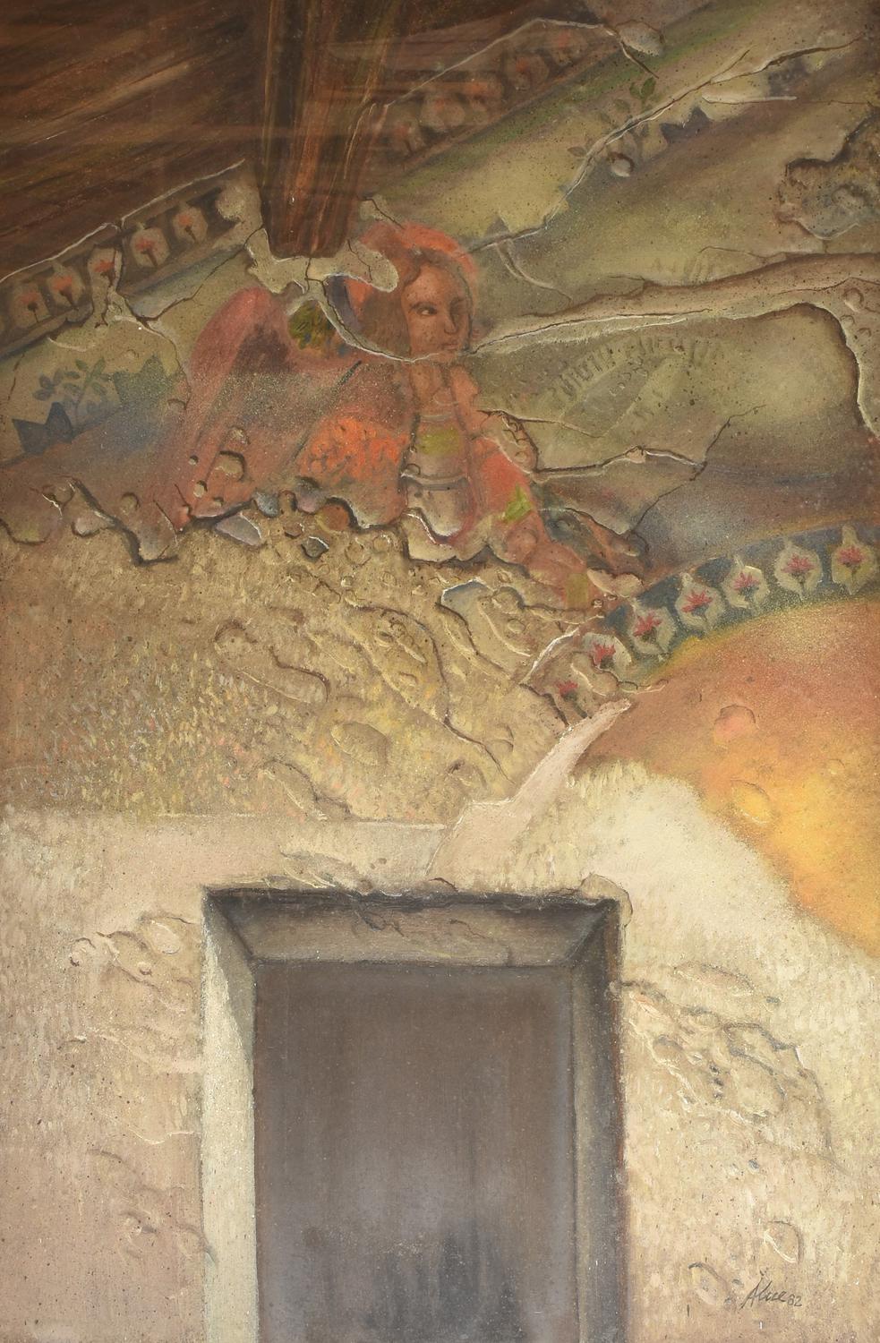 Sergio Alice (1905 - 1989) L'ANGELO FERITO olio su masonite, cm 90x60 firma e...