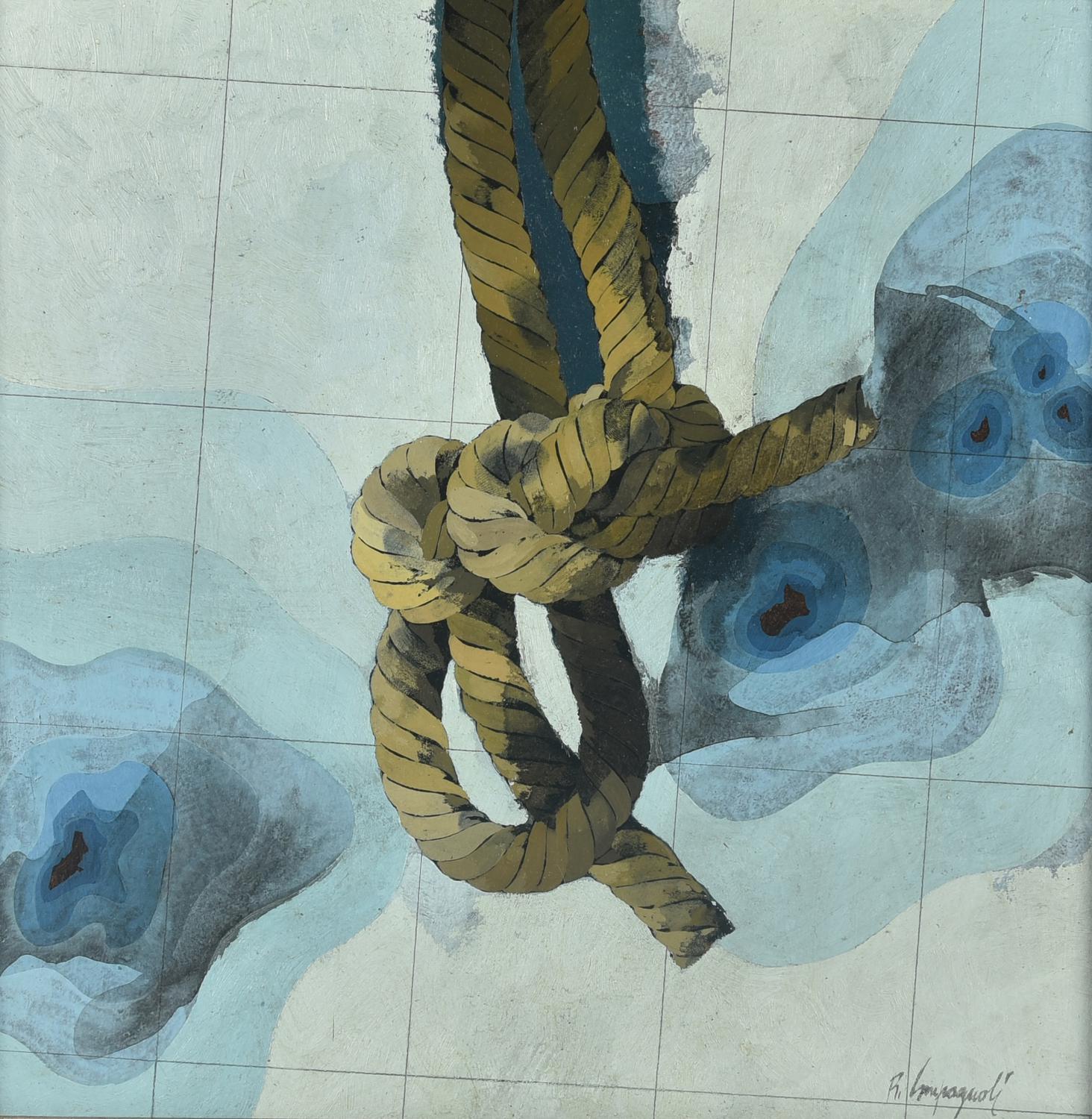 Romano Campagnoli CARTA NAUTICA, 1978 olio su tavola, cm 40x40 firma sul...