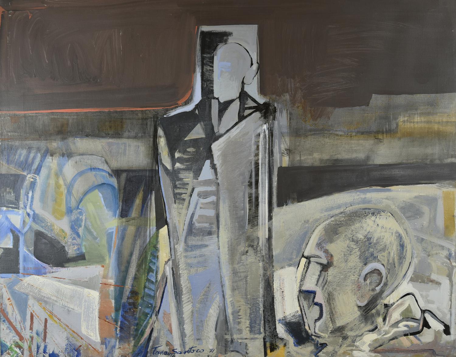 Tano Santoro (1940) FIGURE, 1971 olio su tela, cm 80x100 firma e data sul...