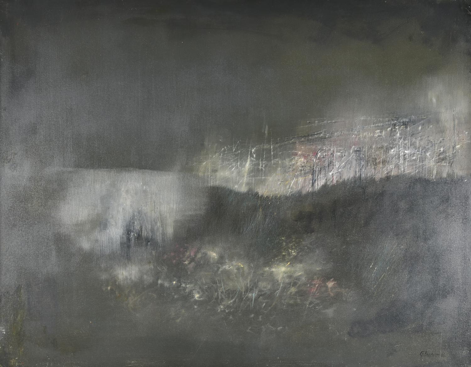 Giuseppe Banchieri (1927 - 1994) PERIFERIA, 1961 olio su tela, cm 80x100...