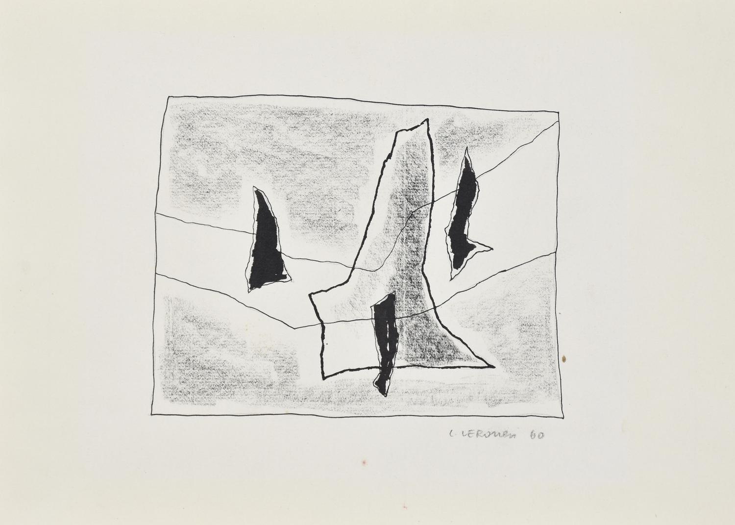 Luigi Veronesi (1908 - 1998) SENZA TITOLO, 1960 china e pastelli su carta, cm...