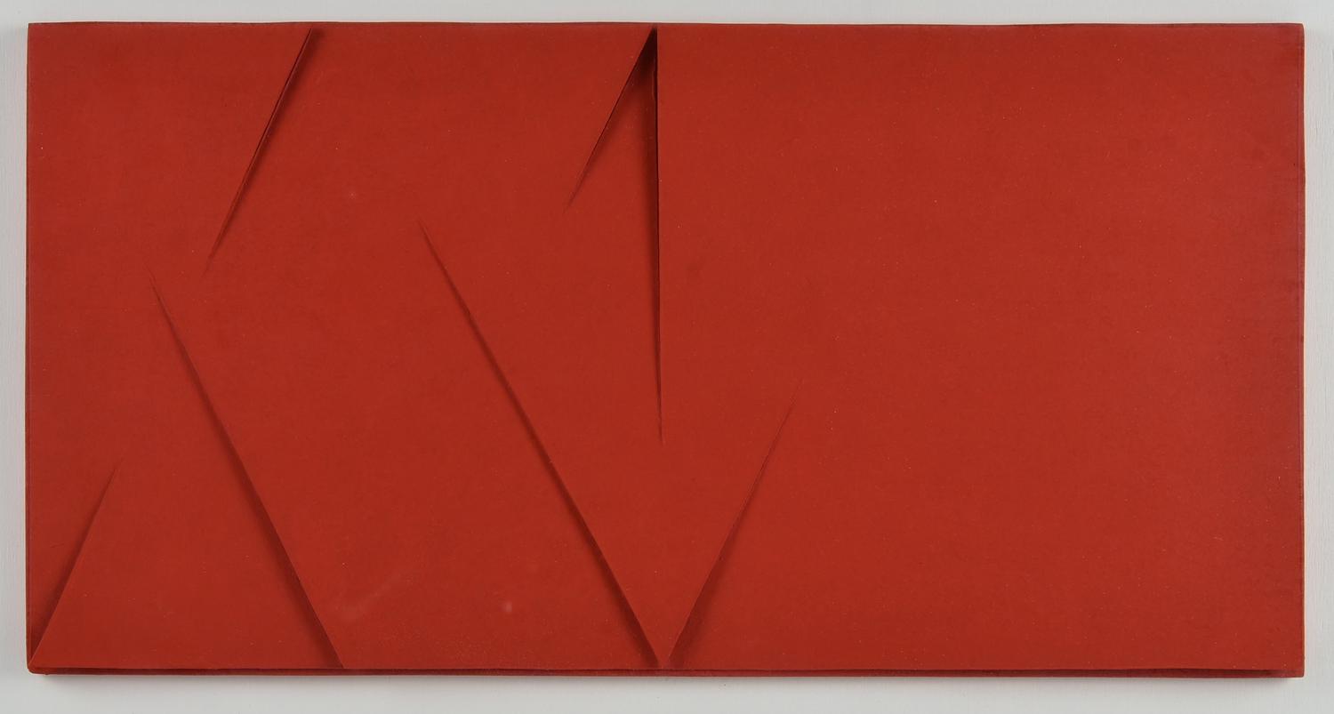 Mario Surbone (1932) INCISO ROSSO A, 1978 acrilico su cartone, cm 22,5x44,5...