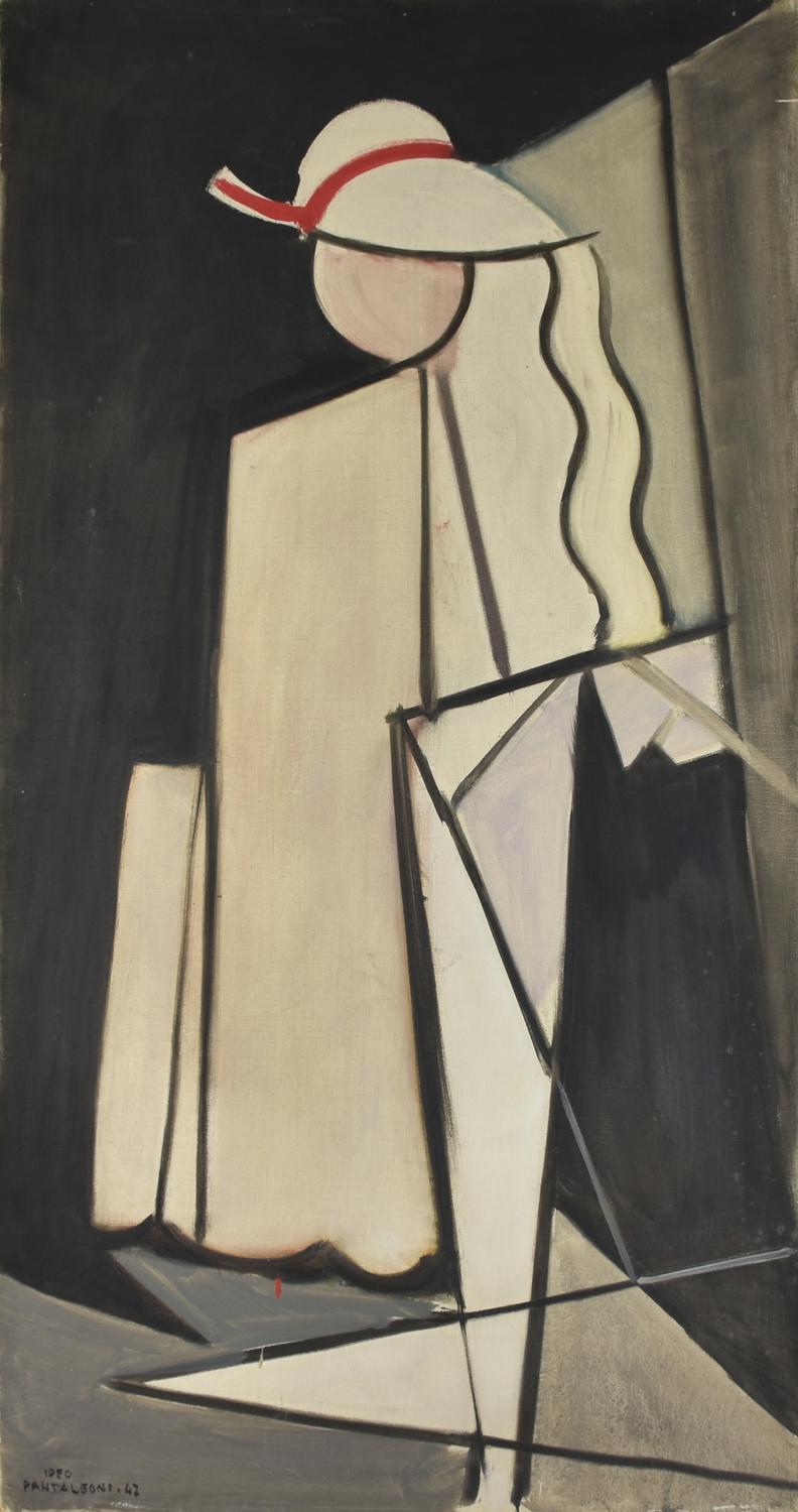 Ideo Pantaleoni (1904 - 1993) SENZA TITOLO, 1947 olio su tela, cm 100x50...