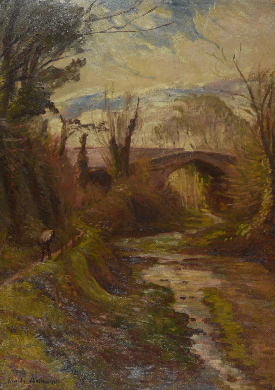 Emile Henri Bernard (1868 - 1941) PAYSAGE DE LIMOUX AVEC PERSONNAGE, 1927...