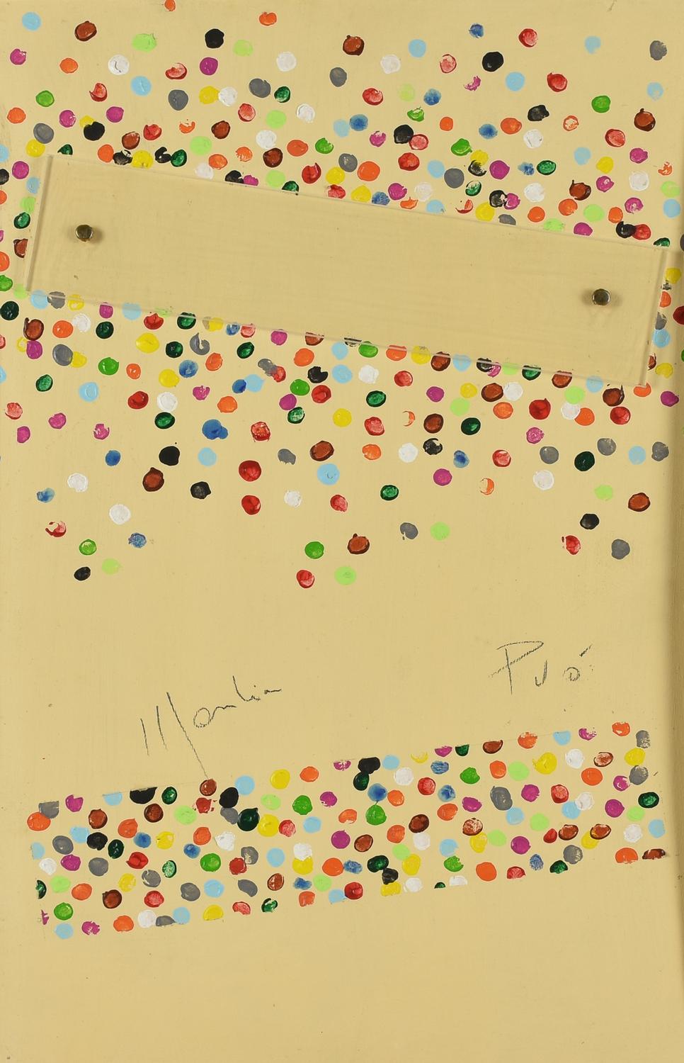 Aldo Mondino (1938 - 2005) MONDINO PUO' acrilico e collage (plexiglass) su...