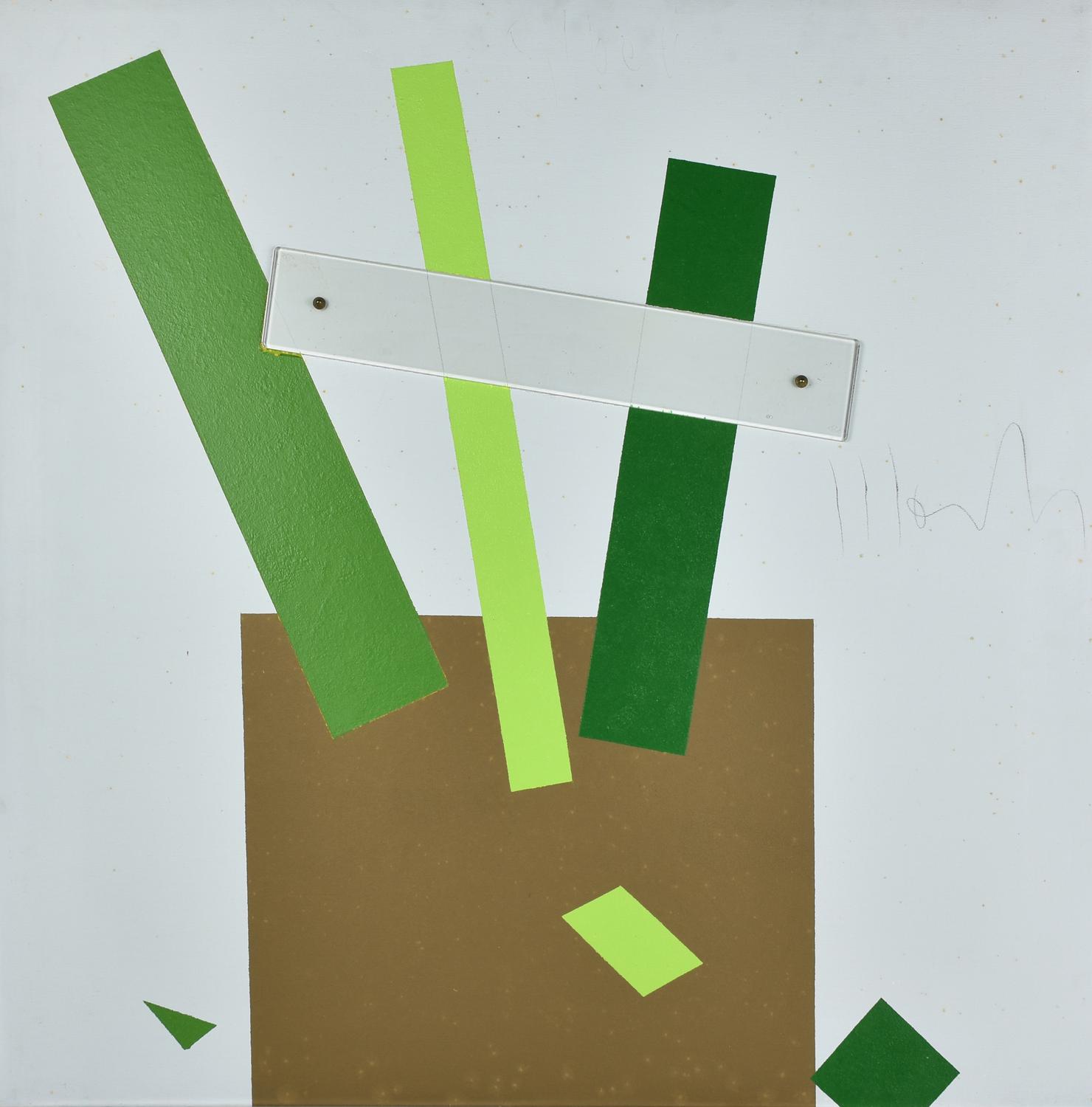 Aldo Mondino (1938 - 2005) ALBER olio e plexiglass su tela, cm 80x80 firma...