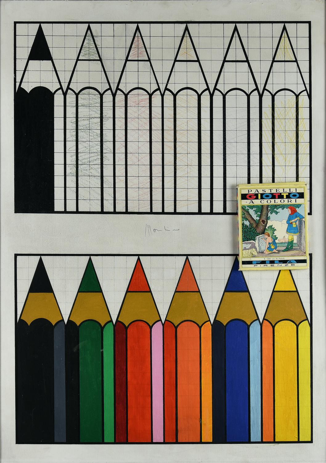 Aldo Mondino (1938 - 2005) SENZA TITOLO acrilico, pastello e collage su...