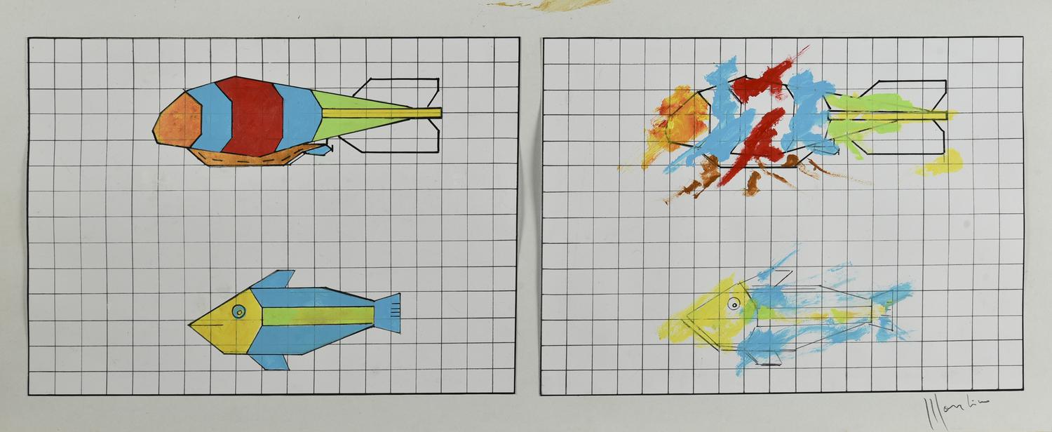 Aldo Mondino (1938 - 2005) DOPPIA COMPOSIZIONE, 1967 tempera e smalto su...